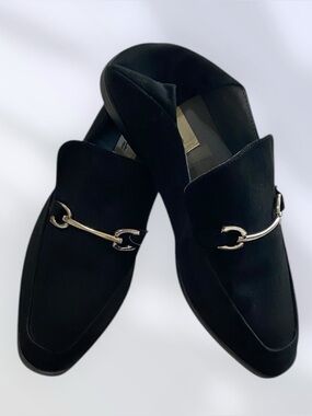 VINTAGE HAVANA Loafers NEW Polly Horse bit Super Soft Suede Black Size 8.5